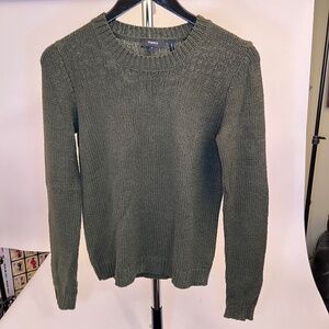 Theory Womens Black Cable Knit Wool Crew Neck Pullover Sweater Top Size P